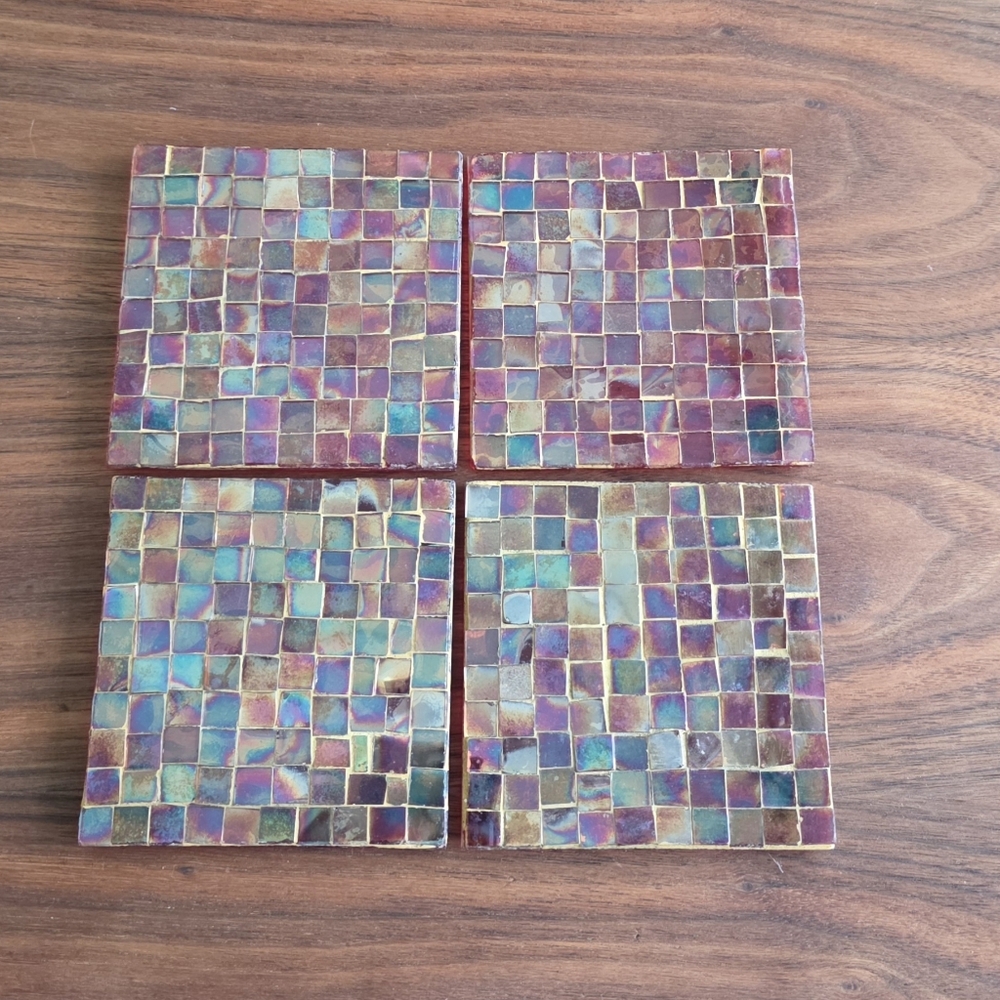 Iridescent Mosaic Tile Coasters x4